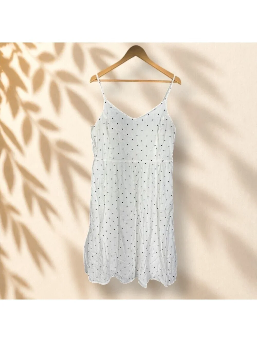 Old Navy Dress Women XL White Polka Dot Sheath Midi V-Neck Lined Sleeveless - Picture 1 of 7
